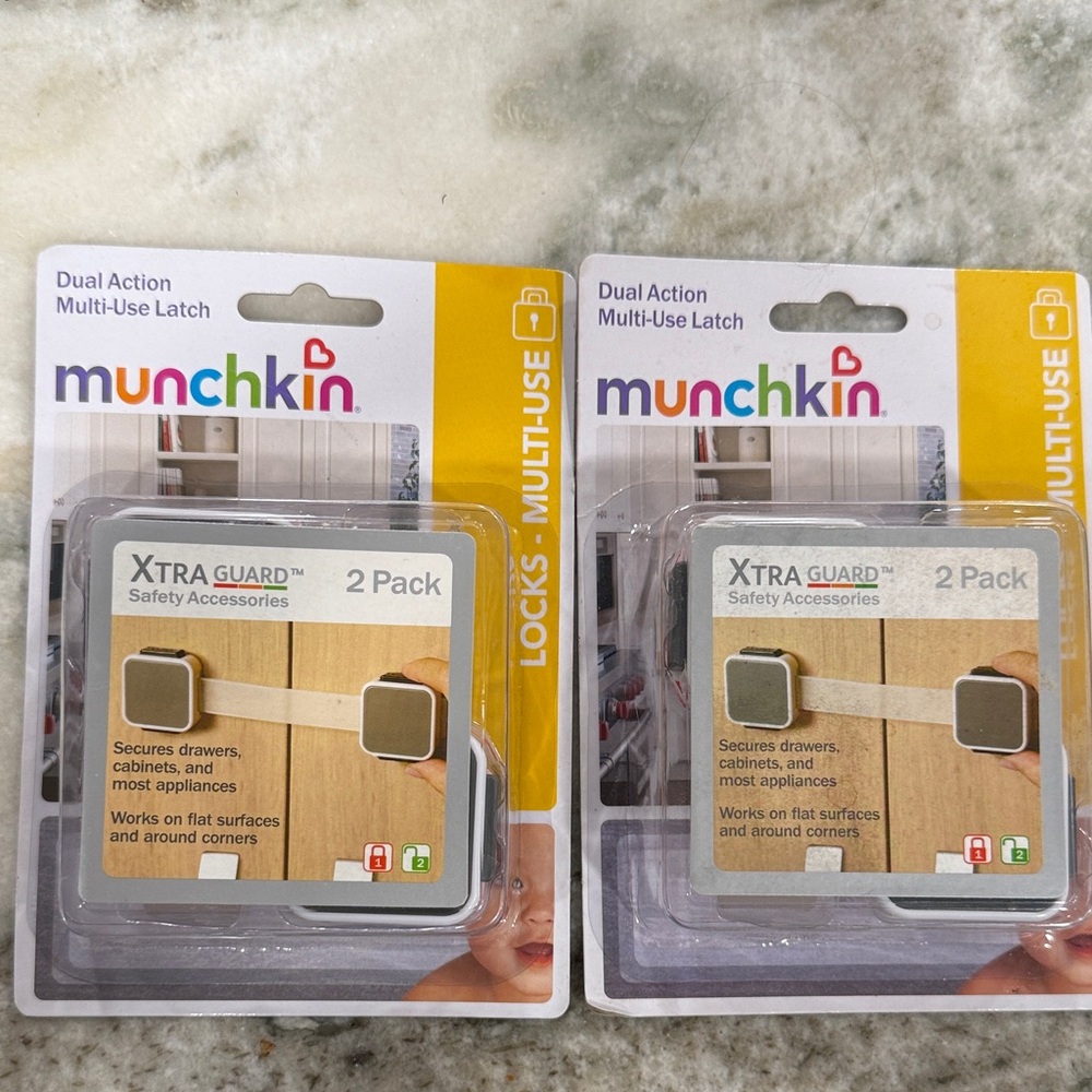 NIB: 2 boxes of Munchkin White Safety Strap Cabinet Latches (2 Pack)